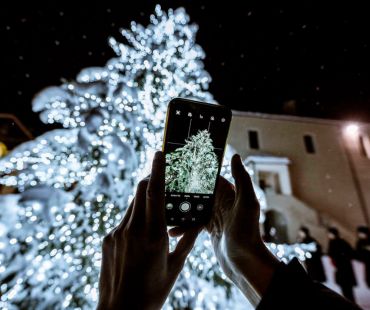 Lit up christmas tree at Courmayeur Lit up christmas tree at Courmayeur
