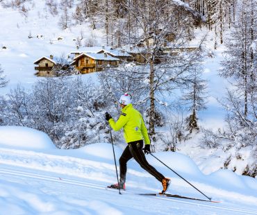 Man racing through nordic trail Man racing through nordic trail